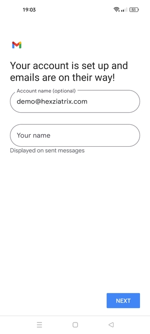 Give your account a name and enter your name. Select NEXT