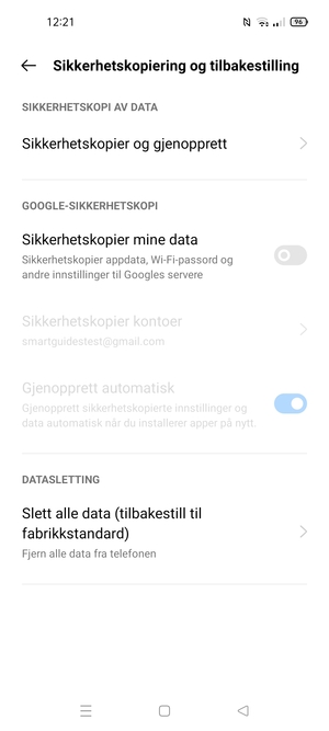 Slå på Sikkerhetskopier mine data