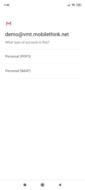 Select Personal (POP3) or Personal (IMAP)