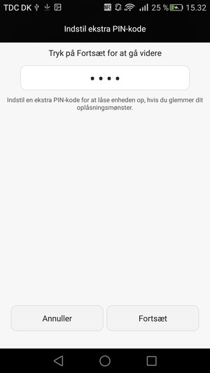 Indtast en Ekstra PIN-kode og vælg Fortsæt