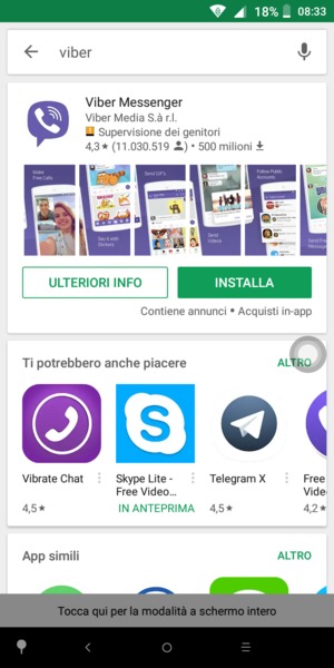 Seleziona l'applicazione