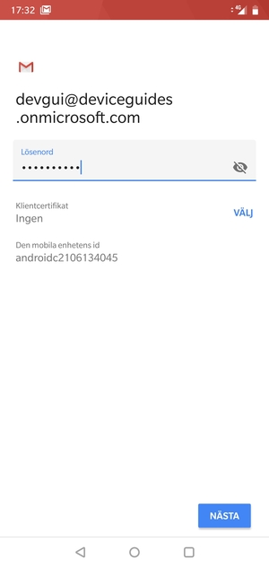 Ange ditt lösenord och välj NÄSTA