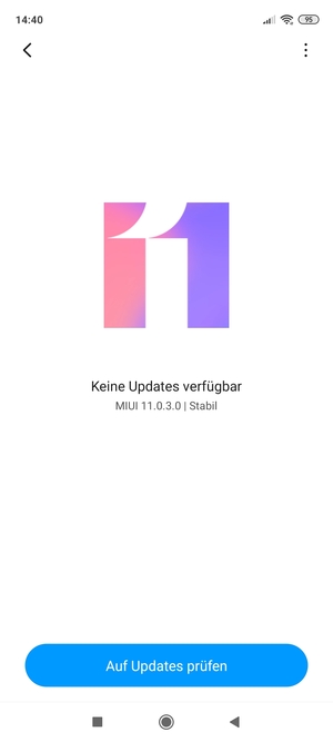 Falls Ihr Handy aktualisiert ist, wird Ihnen der folgende Bildschirm angezeigt