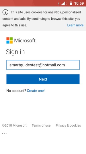 Enter your Email address and select Next