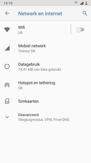 Selecteer Wifi