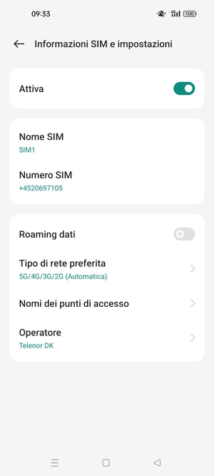 Per modificare la rete, in presenza di problemi, seleziona Operatore