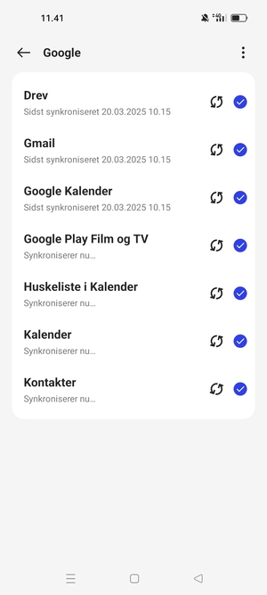 Dine oplysninger vil blive synkroniseret