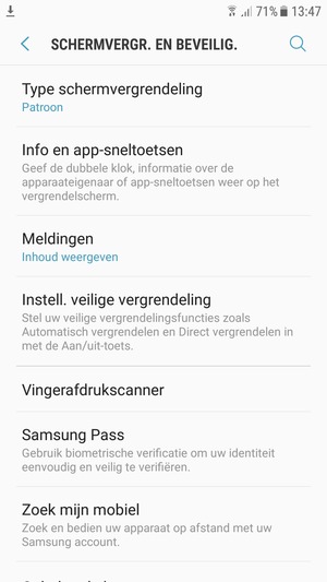 Uw telefoon is nu beveiligd met een schermvergrendeling