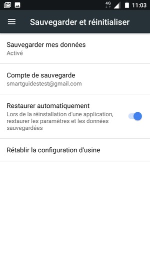Sélectionnez Compte de sauvegarde