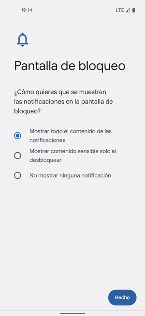 Seleccione la opción deseada y seleccione Hecho