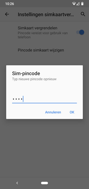 Bevestig uw nieuwe sim-pincode en selecteer OK
