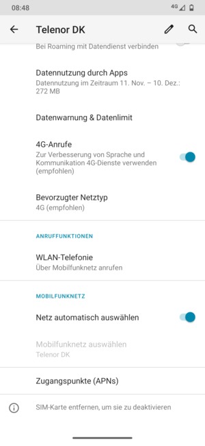 Schalten Sie Netzwerk automatisch auswählen aus