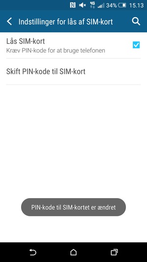 Din PIN-kode til SIM-kort er nu ændret