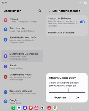 Bestätigen Sie Ihre neue PIN der SIM-Karte und wählen Sie OK