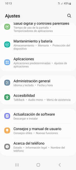 Desplácese y seleccione Actualización de software