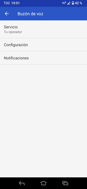 Si el correo de voz no está configurado, seleccione Configuración