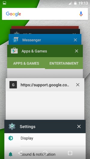 Swipe apps to the right to close them