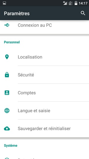 Faites défiler et sélectionnez Sécurité