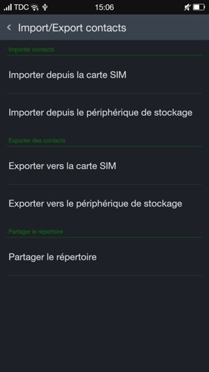 Sélectionnez Importer depuis la carte SIM