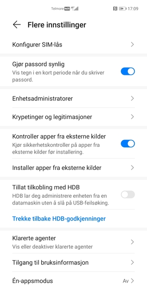 Velg Konfigurer SIM-lås