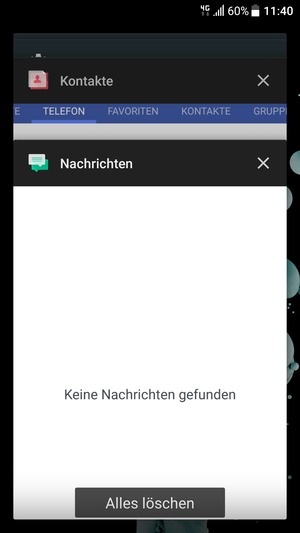 Wählen Sie Alles löschen, um alle laufende Apps zu schließen