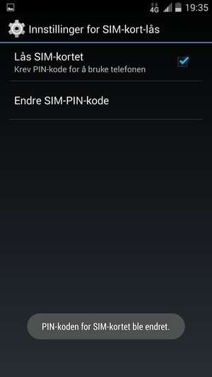 Din PIN-kode for SIM-kort er endret