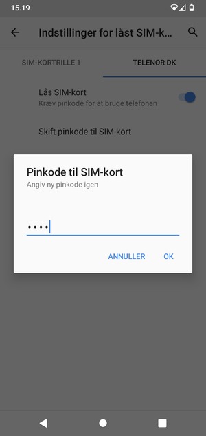 Bekræft din nye pinkode til SIM-kort og vælg OK