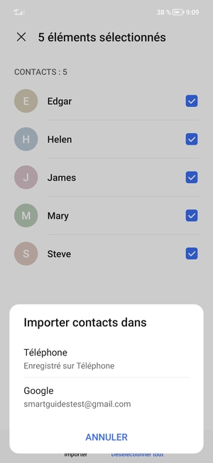 Sélectionnez votre compte Google