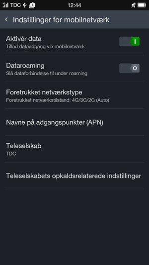For at skifte netværk, hvis der opstår netværksproblemer, vælg Teleselskab