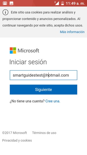 Introduzca su Dirección de correo electrónico y seleccione Siguiente