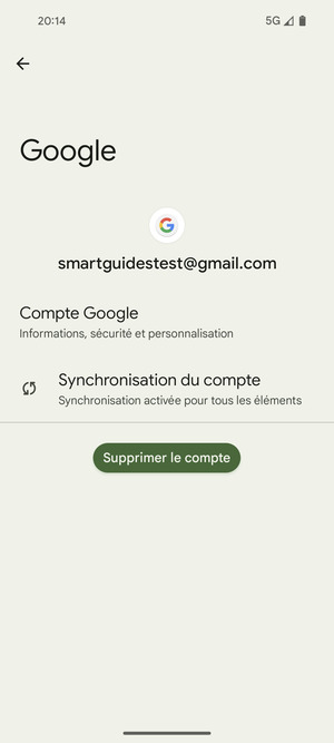 Sélectionnez Synchronisation du compte
