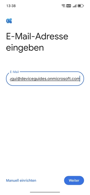 Geben Sie Ihre E-Mail-Adresse ein und wählen Sie Manuell einrichten
