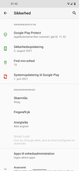 For at aktivere din skærmlås, vælg Skærmlås