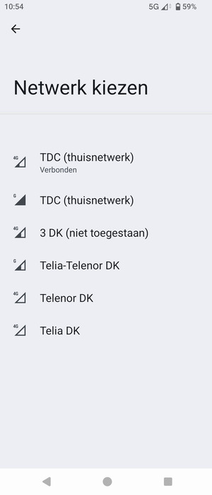 Selecteer een netwerkoperator uit de lijst