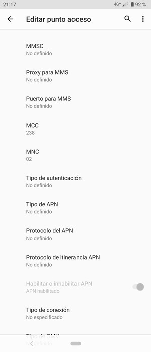 Desplácese hacia abajo e introduzca la información MMS
