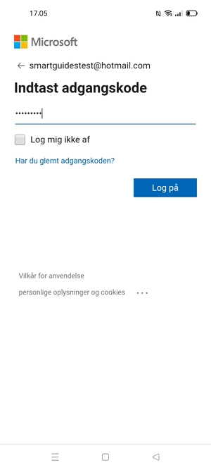 Indtast din adgangskode og vælg Log på