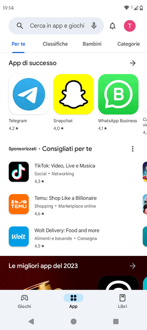 Seleziona la barra di ricerca