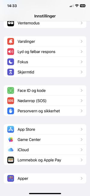 Gå tilbake til Innstillinger-menyen og bla til og velg Apper
