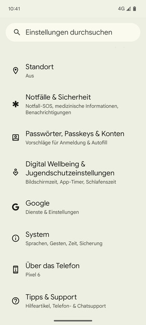 Scrollen Sie und wählen Sie System