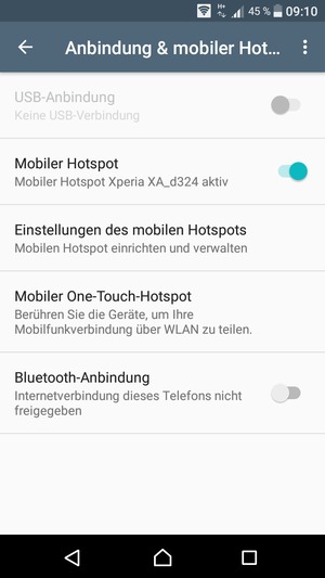 Ihr Handy ist jetzt für die Verwendung als Modem eingerichtet