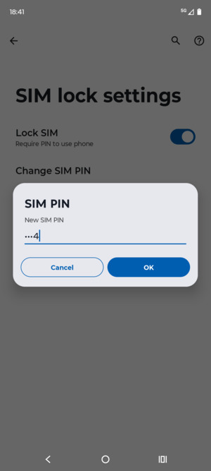 Enter your New SIM PIN and select OK