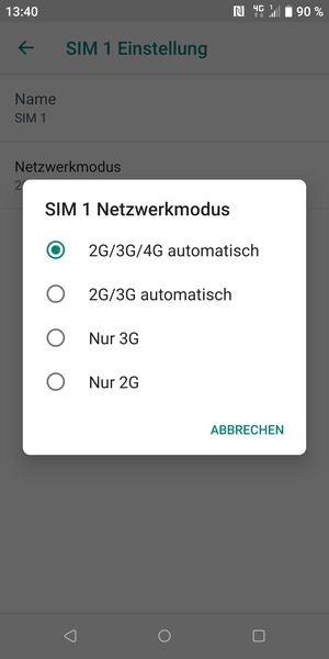 Wählen Sie die gewünschte Option