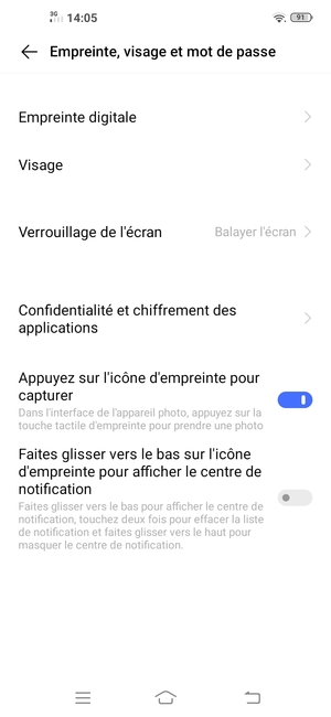 Sélectionnez Verrouillage de l'écran