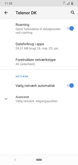 Slå Roaming til eller fra