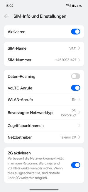 Um das Netzwerk zu wechseln, falls Probleme auftreten, wählen Sie Netzbetreiber