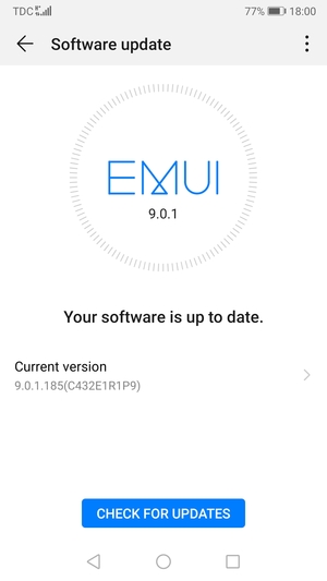 If your phone is up to date, you will see the following screen