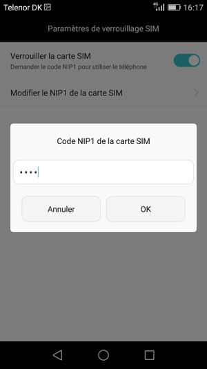 Veuillez confirmer votre nouveau code NIP de la carte SIM et sélectionner OK