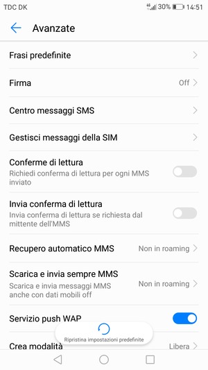 Seleziona Centro messaggi SMS