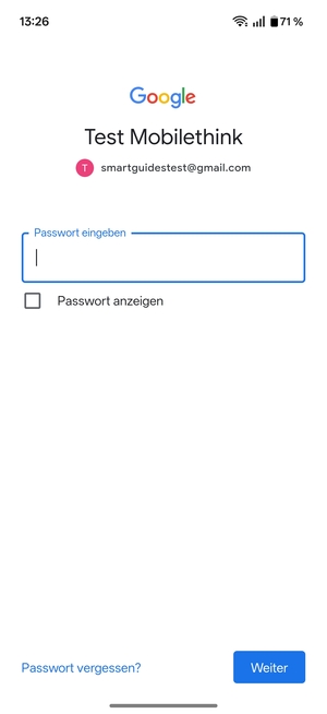Geben Sie Ihre Passwort ein und wählen Sie Weiter