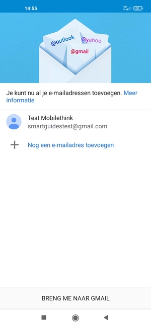 Selecteer BRENG ME NAAR GMAIL